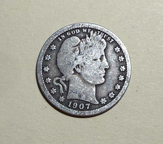 FREE: SILVER 1907 Barber Quarter