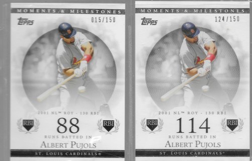 2007 Topps Moments and Milestones Albert Pujols 88/114 RBI's Cardinals /150