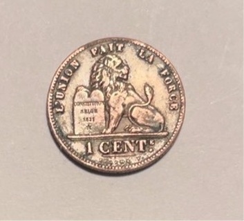 1875 Belgium 1 Centime Coin