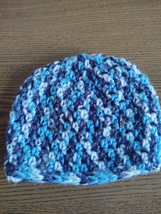 Hand Crocheted Blue Ombre Baby Hat