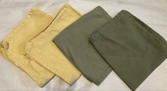 Yellow and Olive Green Dinner Napkins (Set of 4)