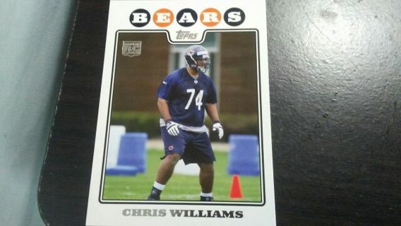 2008 TOPPS ROOKIE CHRIS WILLIAMS CHICAGO BEARS FOOTBALL CARD# 374