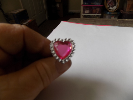 Child's ring large pink heart jewel