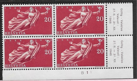 1948 Switzerland Sc314 "Helvetia" MNH PB4