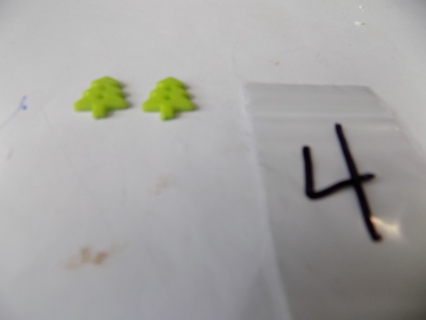 Pair green plastic tree shaped buttons 3/4 inch # 4