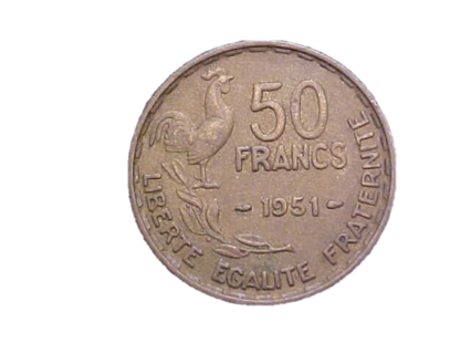 France 1951 50 Francs Coin LIBERTE - EGALITE - FRATERNITE  Europe Old French Collectible Coin