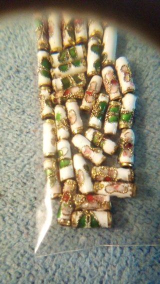 Small bag of fancy colored enameled beads 