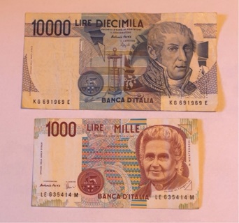 Two Vintage Italian Banknotes