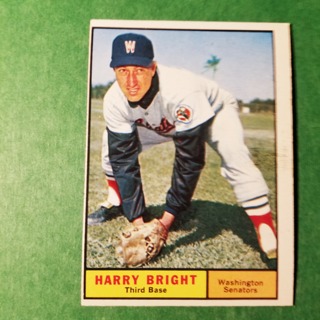 1961 - TOPPS BASEBALL CARD NO. 447 - HARRY BRIGHT - SENATORS