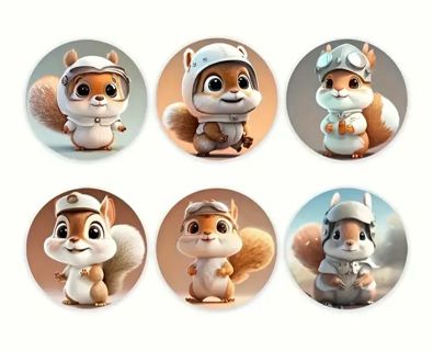 ↗️⭕NEW⭕(6) 1" ADORABLE CHIPMUNK AVIATOR STICKERS!!