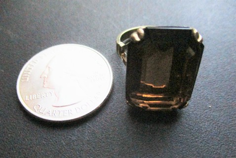 Vintage Avon Smoky Topaz Glass Stone Cocktail Ring