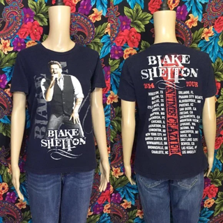 MEN'S BLAKE SHELTON SHIRT SMALL 2-SIDED COUNTRY MUSIC BAND TOP 2014 TOUR TEE