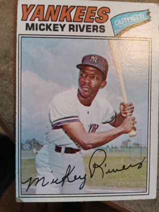 1977 TOPPS MICKEY RIVERS NEW YORK YANKEES BASEBALL CARD# 305