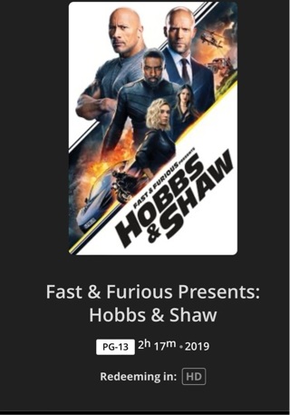 Hobbs & Shaw HD Digital Code - Flash Sale