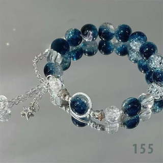 Star Chain Tassel Bracelet for Women Fantasy Blue Crystal Beads Elastic Rope Bracelet Best Friend