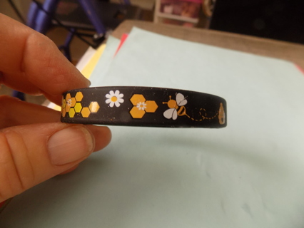 Black rubber bumblebee & hive bracelet # 2