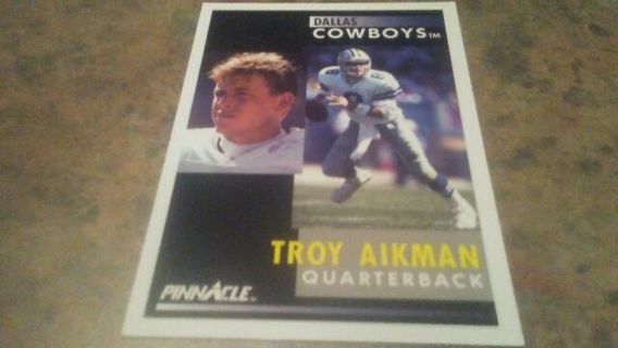 1991 PINNACLE TROY AIKMAN DALLAS. COWBOYS FOOTBALL CARD# 6 HALL OF FAMER