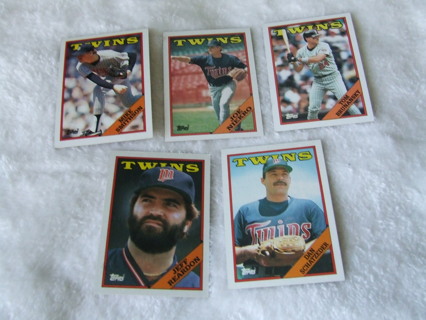 1988 Minnesota Twins Team Topps Card Lot of 5