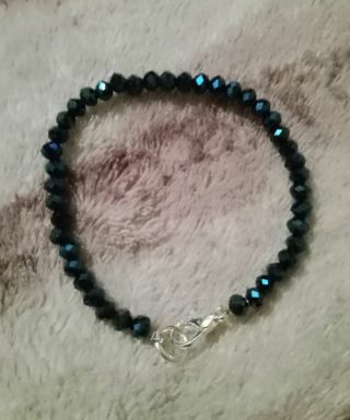 Metallic blue crystal beaded bracelet