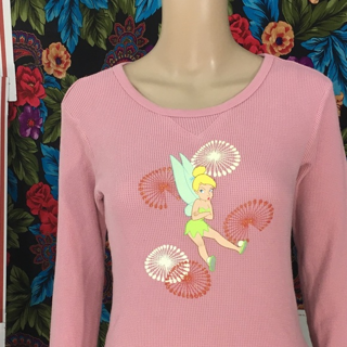 Disney WOMEN’S TINKERBELL WAFFLE THERMAL SMALL free shipping