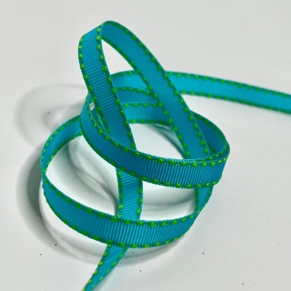 Aqua & Lime Green 3/8” Wide Grosgrain Ribbon 