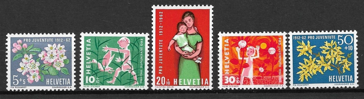 1962 Switzerland ScB318-22 complete Pro Jeventute set of 5 MNH