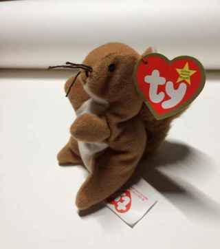 NEW WITH TY TAG=NUTS THE SQUIRREL BEANIE BABY