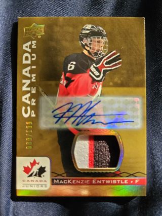 2017 UD Team Canada Juniors Premium Material Auto MacKenzie Entwistle