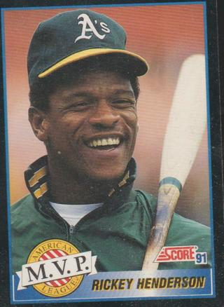 1991 Score Baseball Card Rickey Henderson Oakland Athletics #875