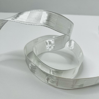 White Patterned 1” Wide Satin Ribbon 