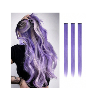 3pcs Women's Purple Hair Extensions Hair Clips