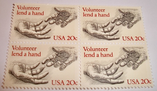 Scott #2039, Volunteerism, Pane of 4 Useable 20¢ US Postage Stamps