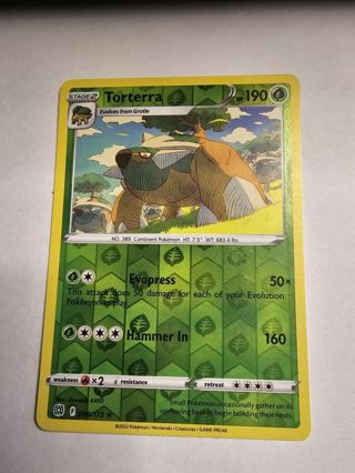 Pokemon Torterra reverse holo rare card 008/172