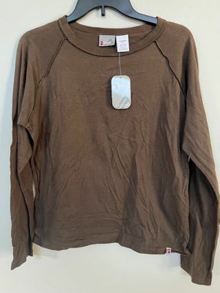 ALPINE DESIGN SPORT WOMENS LONG SLEEVE CLASSIC-FIT BROWN TEE 100% COTTON SIZE XL