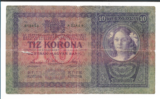 1904 Austria-Hungary 10 Korona-Kronen Banknote