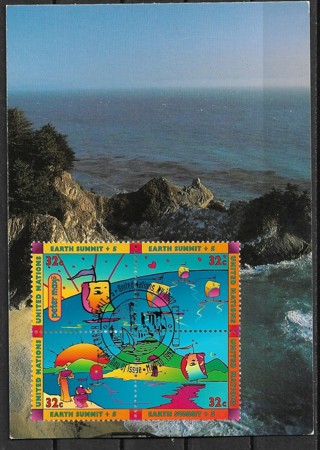 1997 UN, NY Sc707a Earth Summit block of 4 maxi card 