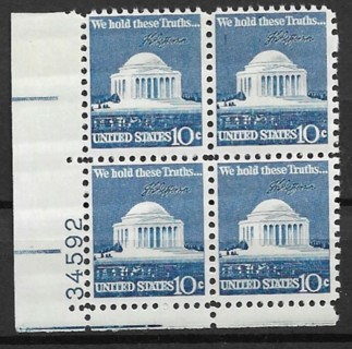 1973 Sc1510 10¢ Jefferson Memorial MNH PB4