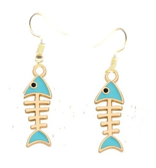 GP ENAMELBLUE FISH BONE EARRINGS (PLEASE READ DESCRIPTION