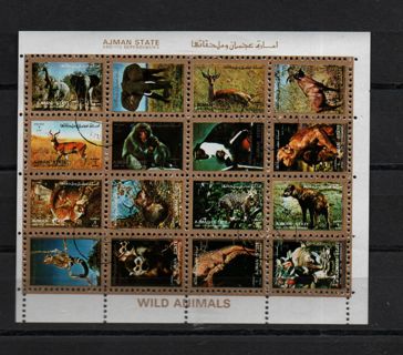 mini sheet of 16 - on theme  Wild Animals Africa