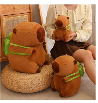 1pc Capybara Plush Toy Stuffed Animal with removable turtle backpack a doll very cute 23cm or 35cm