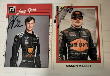 Nascar Joey Gase & Mason Massey autographed cards