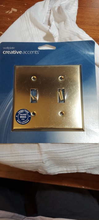 Polished brass double switch wall plate NIP