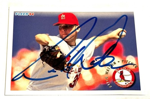 Autographed -1994 Fleer #648 Allen Watson - Cardinals