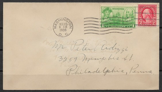 1936 Sc785 1¢ Washington & Green FDC