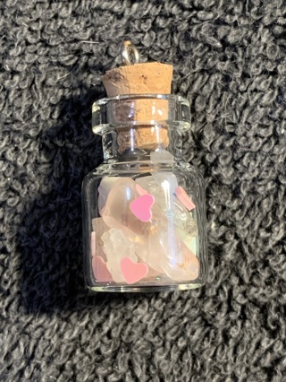 1 GEMSTONE/ROCK CHIP JAR CHARM WITH PINK HEART FILLER~#3~FREE SHIPPING!