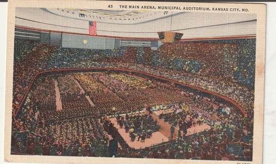 Vintage Used Postcard: (e): 1943 Main Arena, Kansas City, MO