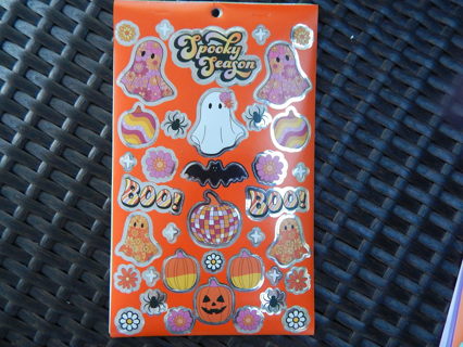 Darling sheet of  *BOO*  FOIL stickers--NEW