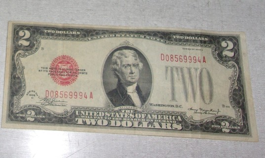 Series Of 1928 D Red Seal 2.00 Bill **95 Years Old 
