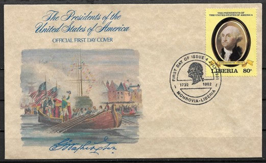 1982 Liberia Sc910 80¢ George Washington FDC