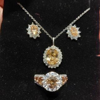 Citrine bling sterling silver set